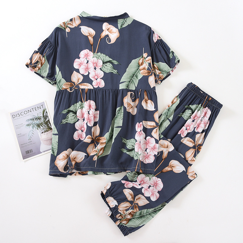 Title 7, Pajamas Suit Short-sleeved Trousers V-neck Prin...