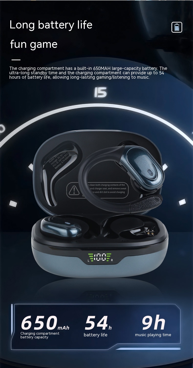 Smart Digital Technology Noise Reduction Sports Can't Get Rid Of Ear-mounted Wireless Headphones - Image 6