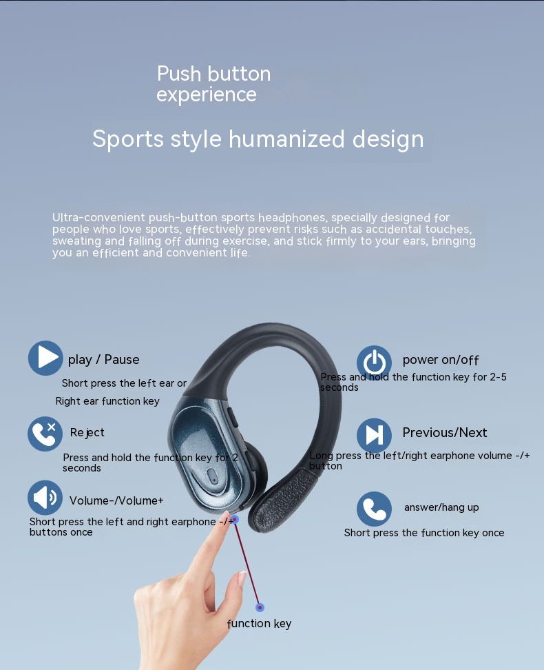 Smart Digital Technology Noise Reduction Sports Can't Get Rid Of Ear-mounted Wireless Headphones - Image 3
