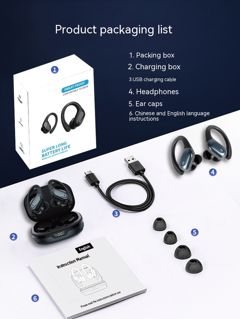 Smart Digital Technology Noise Reduction Sports Can't Get Rid Of Ear-mounted Wireless Headphones - Image 13