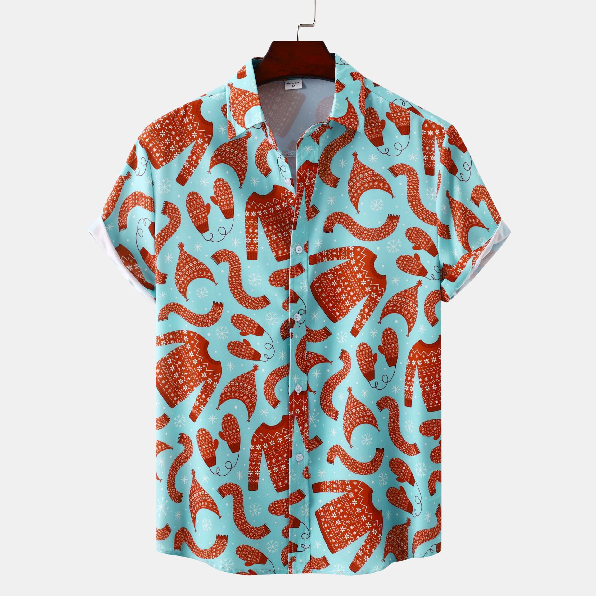 Title 5, Camisa havaiana masculina floral de manga curta...