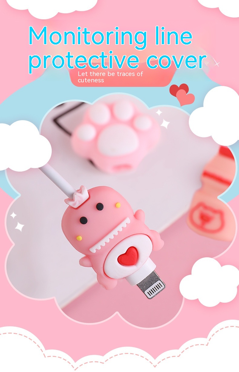 Cartoon Data Anti-folding Implement Bite USB Cable Protection Sleeve