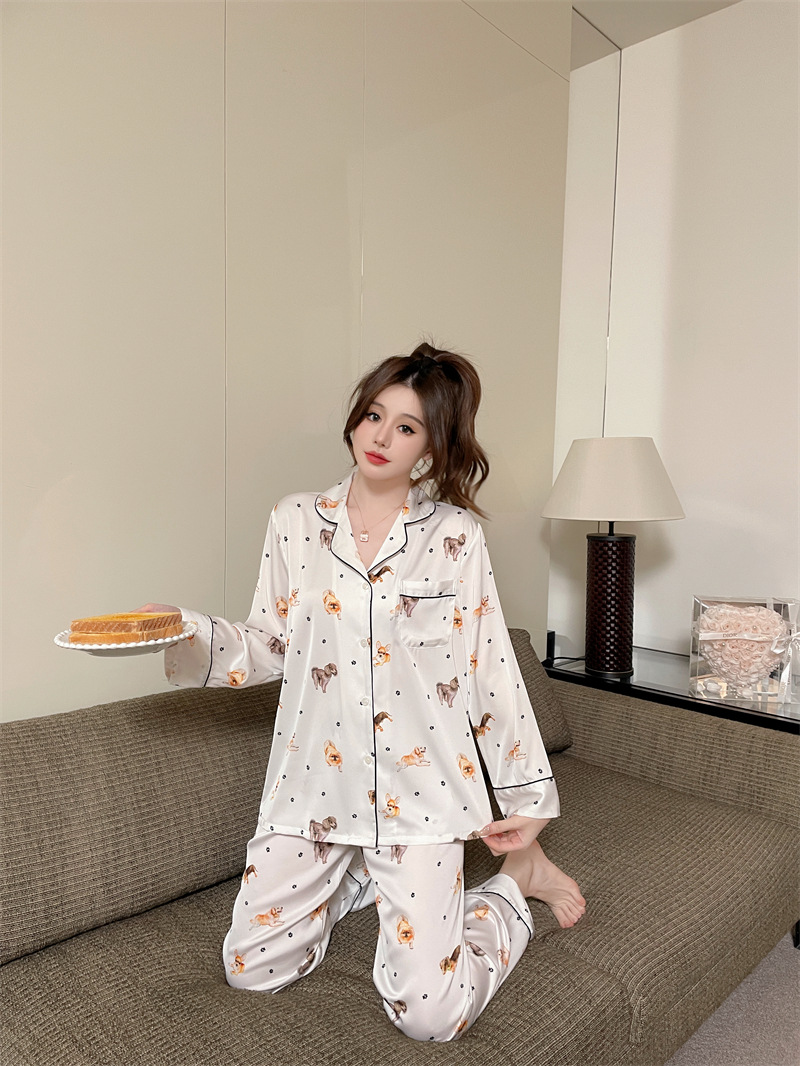 Title 2, Womens Digital Printing Cartoon Pajamas Suit