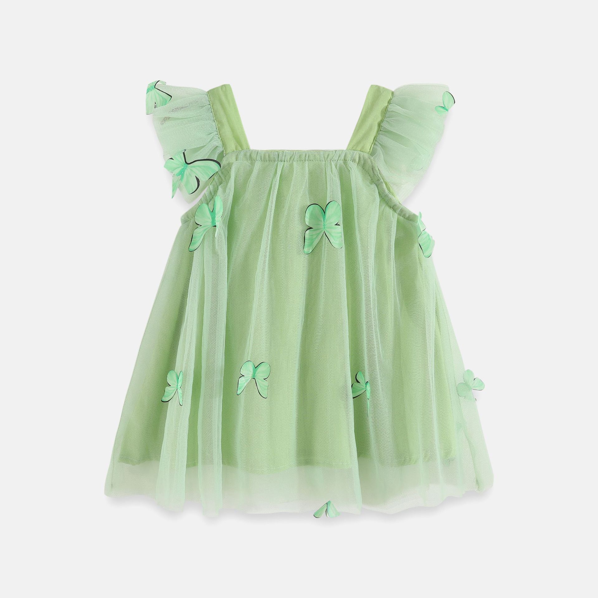 Title 12, Vestido infantil con mangas con volantes y mall...