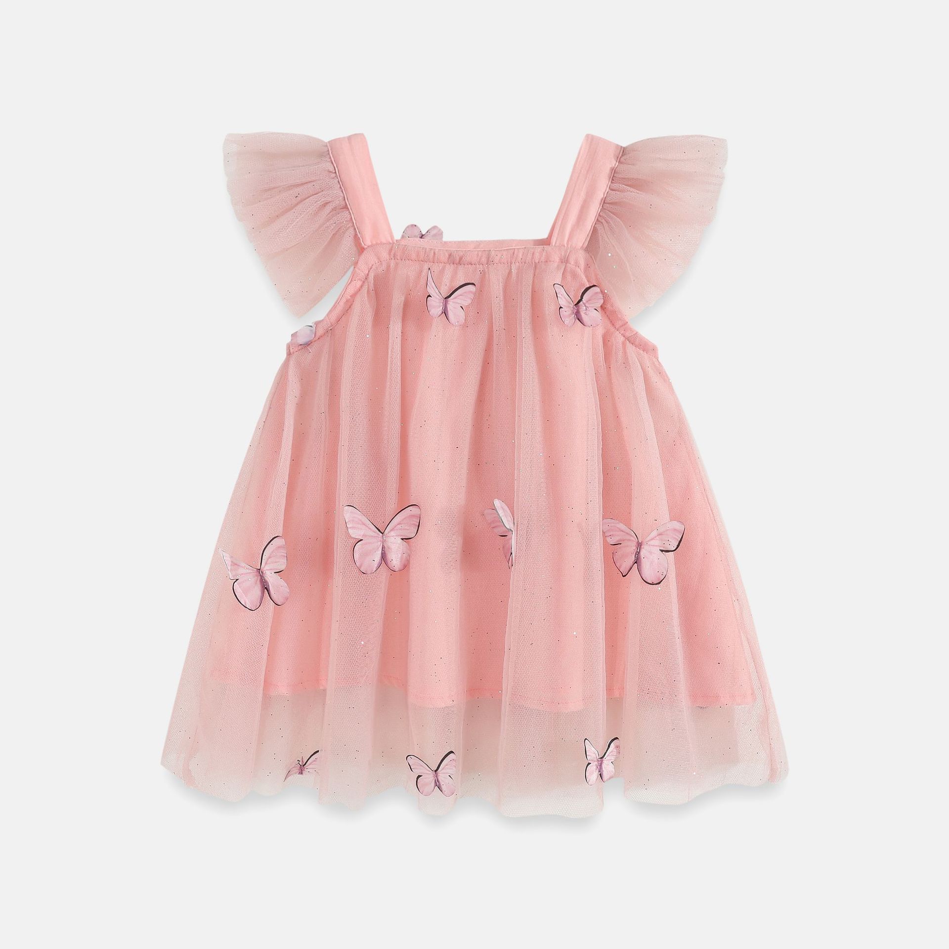 Title 25, Kinder-Sling-Kleid mit gerafften Ärmeln und Mes...