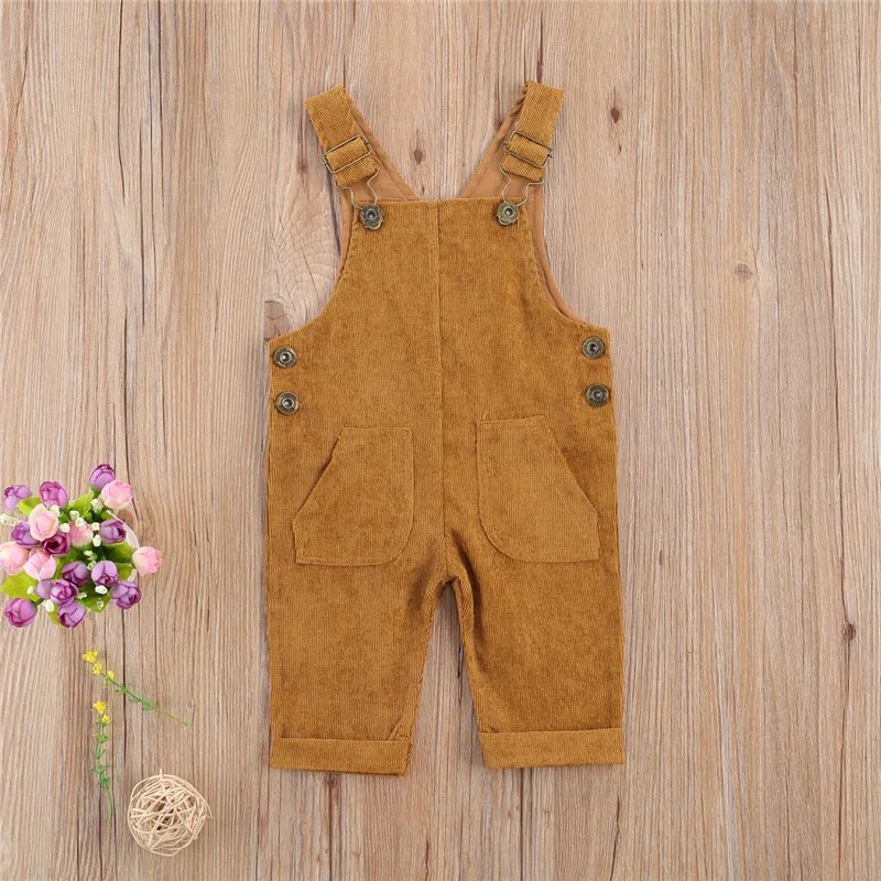 Children's Corduroy Sleeveless Solid Color Overalls — view 2