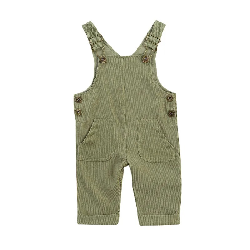 Children's Corduroy Sleeveless Solid Color Overalls — view 3