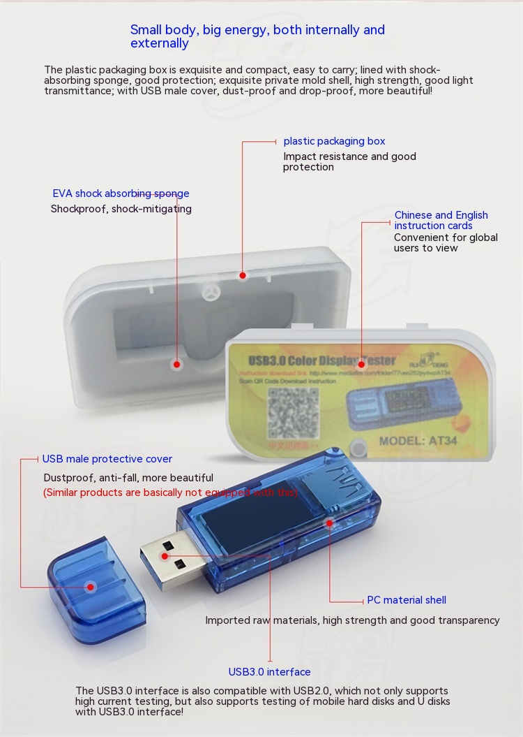 AT34 Digital Voltmeter USB Charger Detection Instrument — foto 15