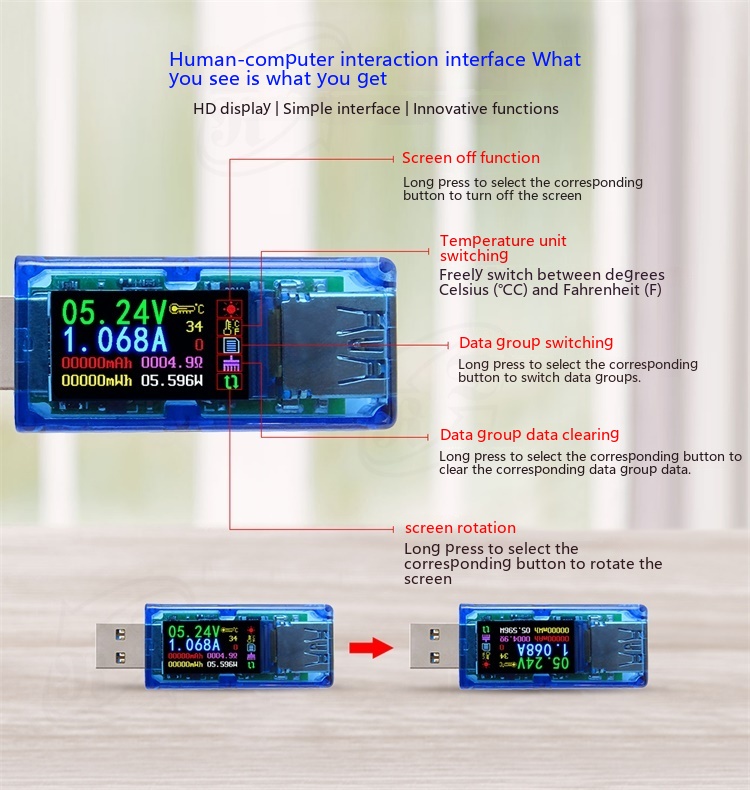 AT34 Digital Voltmeter USB Charger Detection Instrument — foto 14