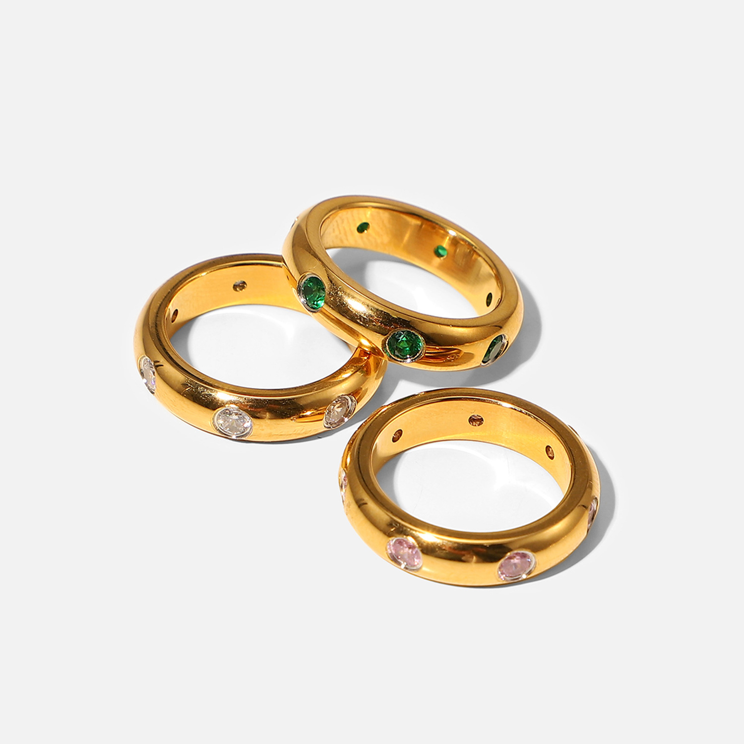 Title 5, 18K Goud RVS Retro Micro Set Ring Stijlvol Des...