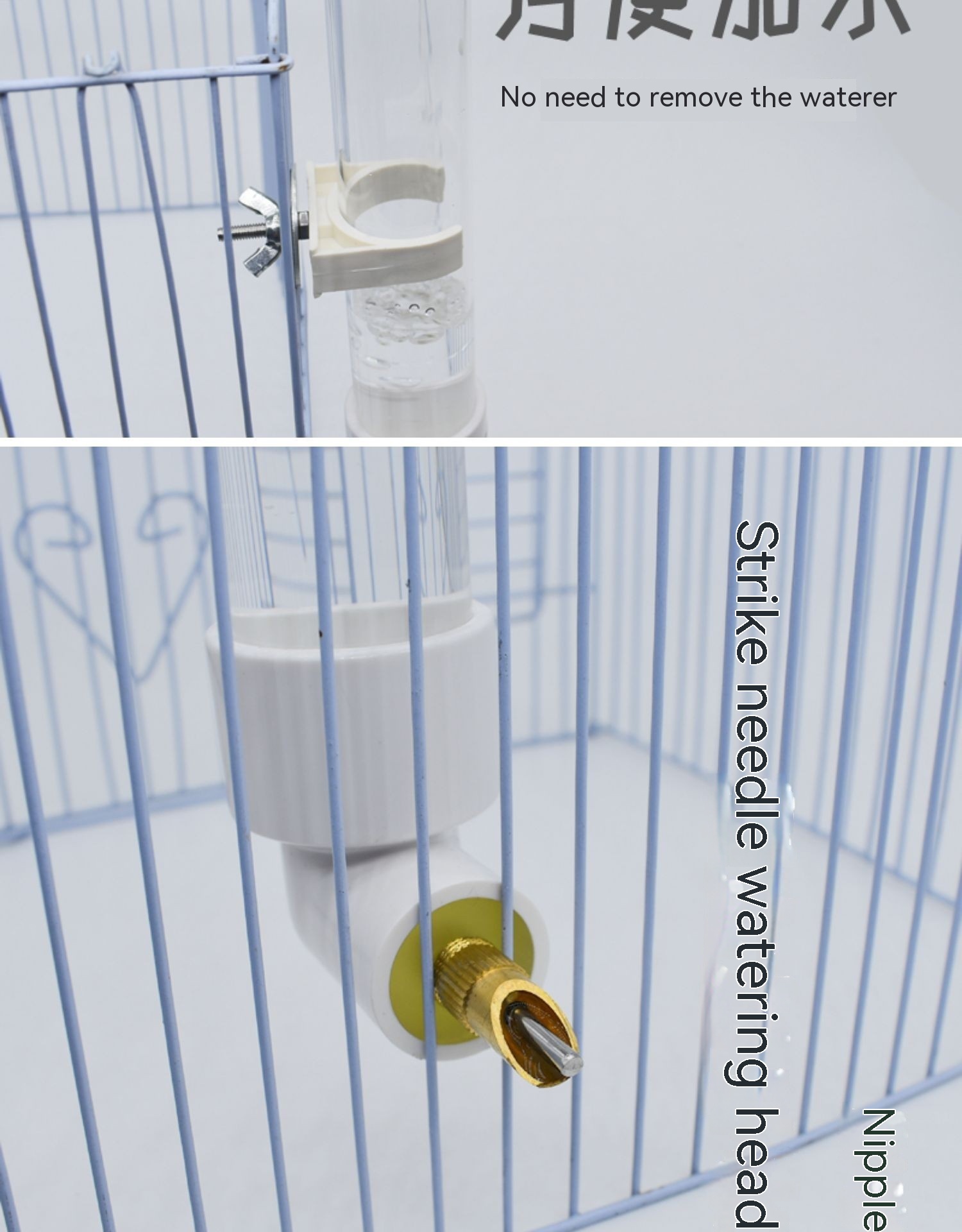 نافورة طائر الببغاء مزودة بدبوس إشعال زجاجة شرب كبيرة مغذية مياه أوتوماتيكية للحيوانات كوب مياه معلق بتصميم الأرنب توتورو