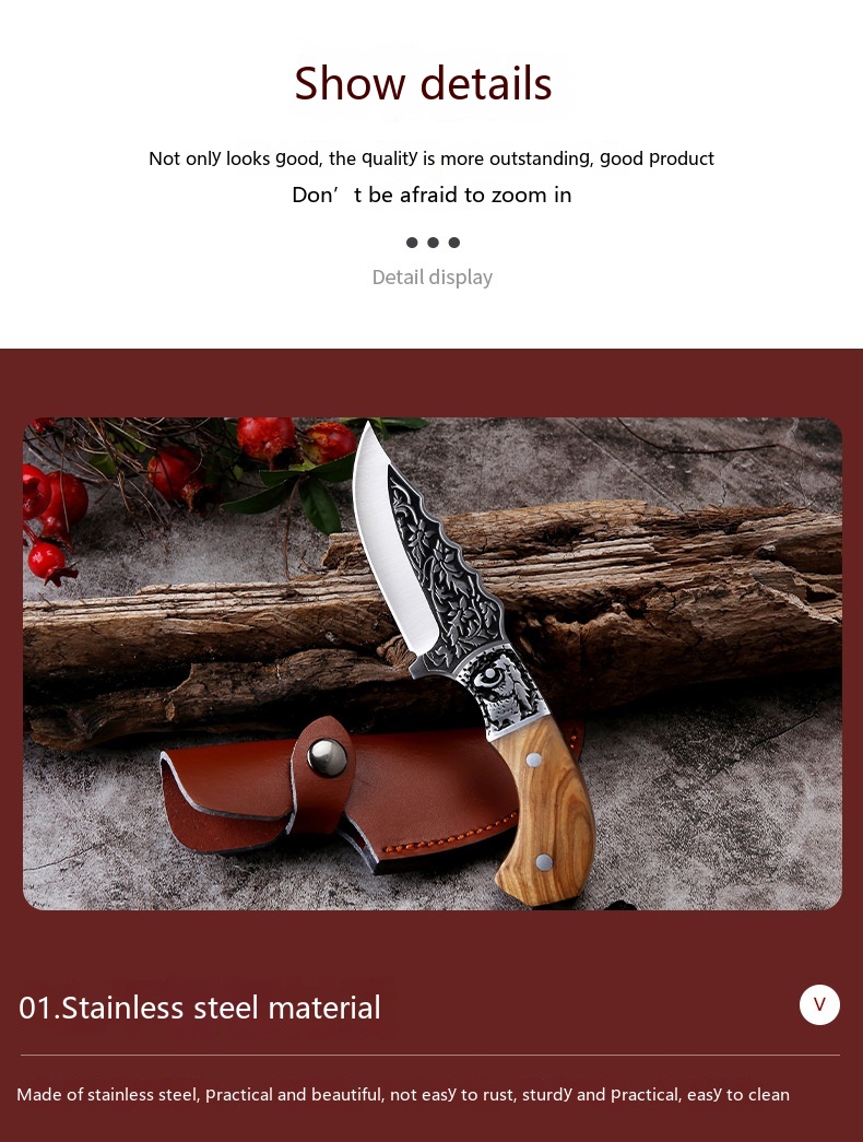 Title 7, Embossed Carved Mongolian Knife For Handcraft H...