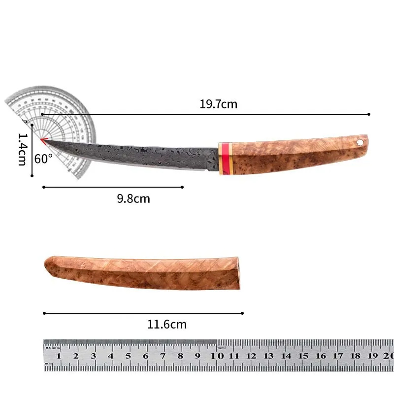 Title 1, Fleischmesser mit Griff aus Damaststahl für prä...