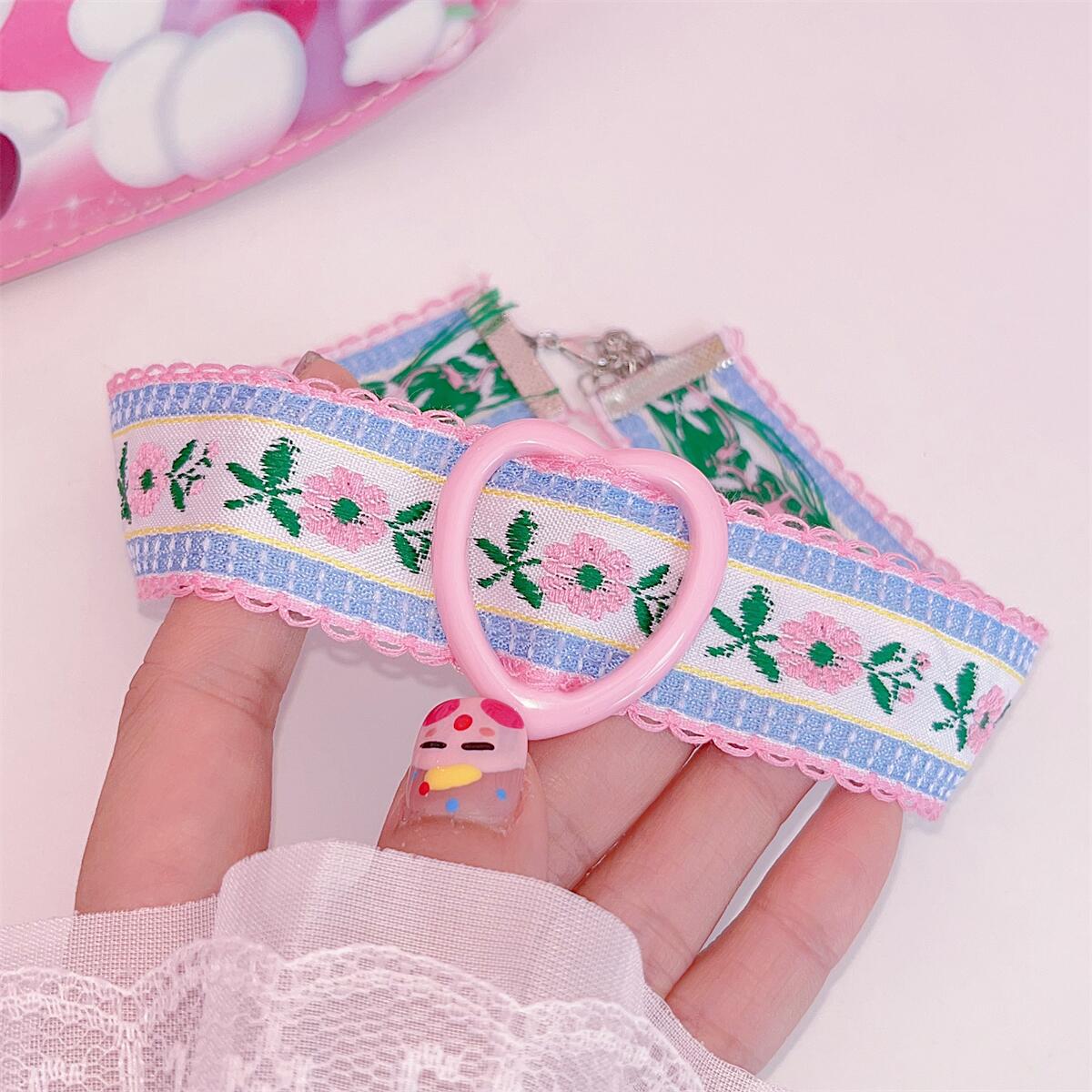 Y2g Millennium Heart Embroidered Jewelry Necklace