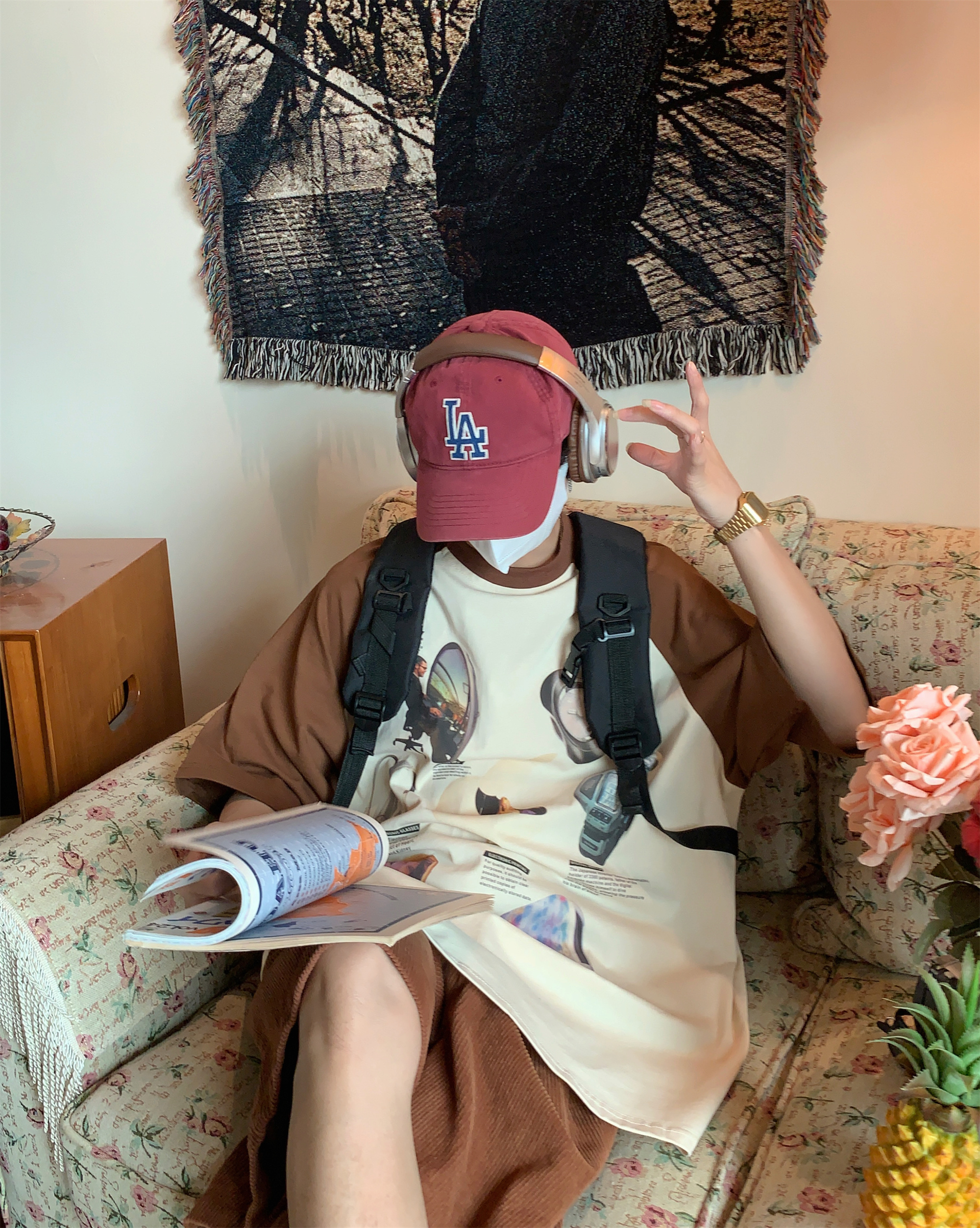 Retro Raglan Short-sleeved T-shirt Couple Loose Top