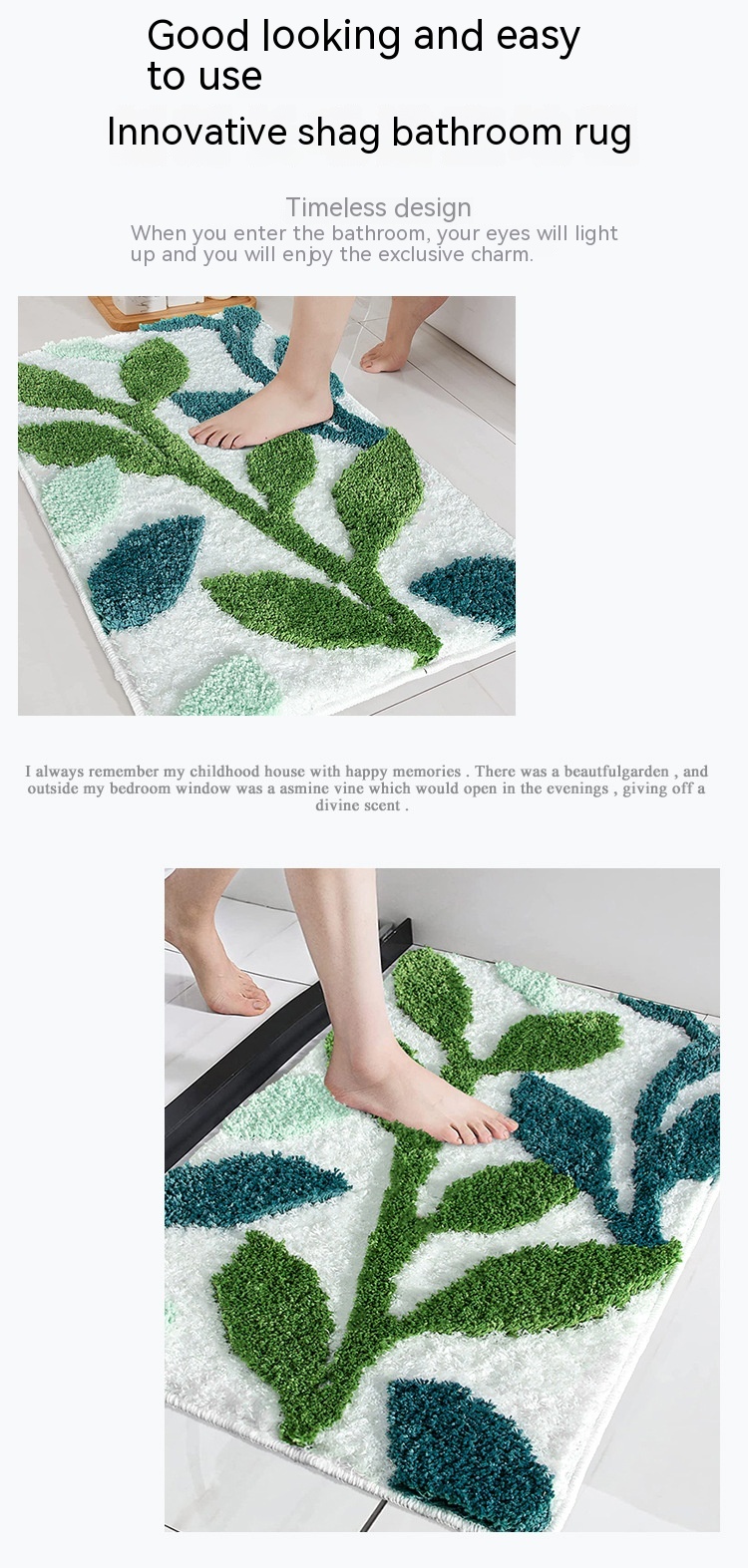 Tufted Carpet Home Bathroom Absorbent Non-slip Foot Mat