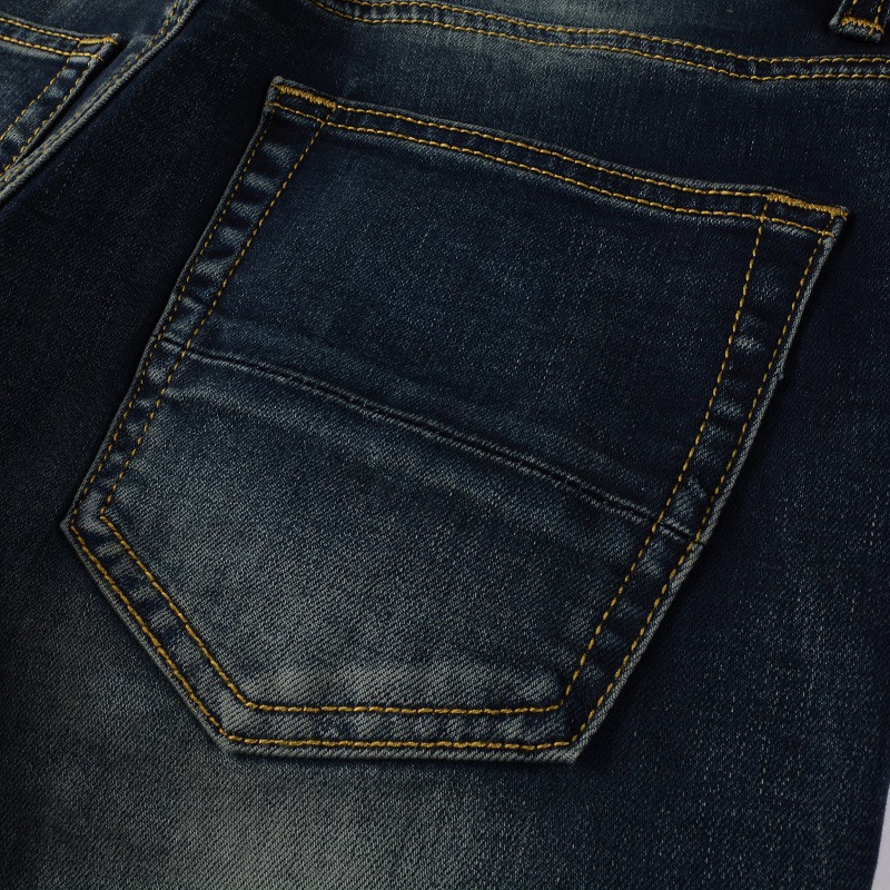 European And American High Street Jeans Blue Ripped Leather Patchwork