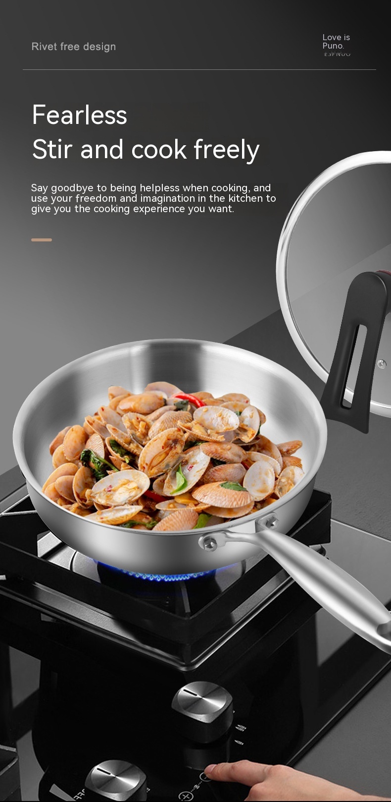 316L Stainless Steel Frying Uncoated Household Pan