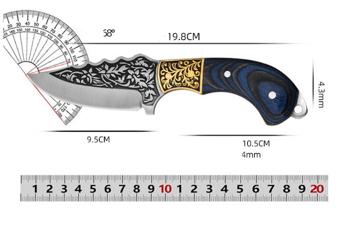 Title 2, Carved Copper Head Forged Mongolian Meat Cutter...