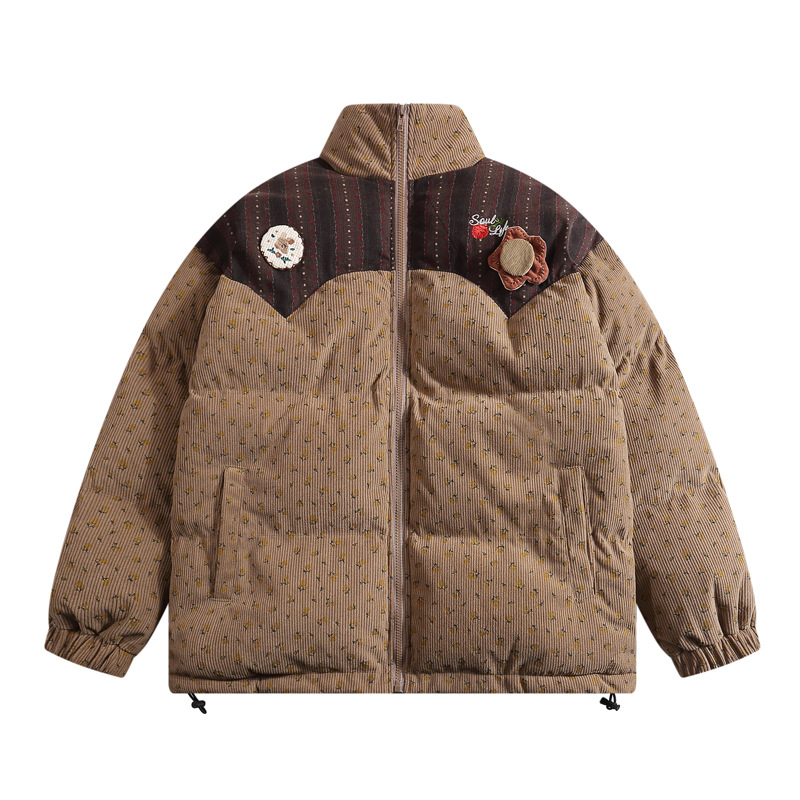 Title 2, Vintage Cord-Steppjacke mit Stehkragen und farb...