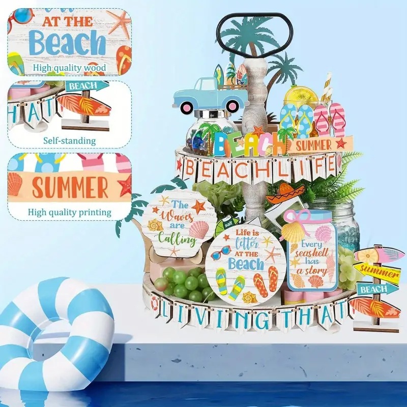 Title 1, Summer Hawaii Beach Layered Tray Decoration