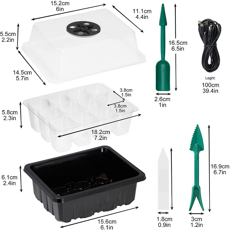 Title 3, 12-Cell Seedling Pot with Grow Lamp for Healthy...