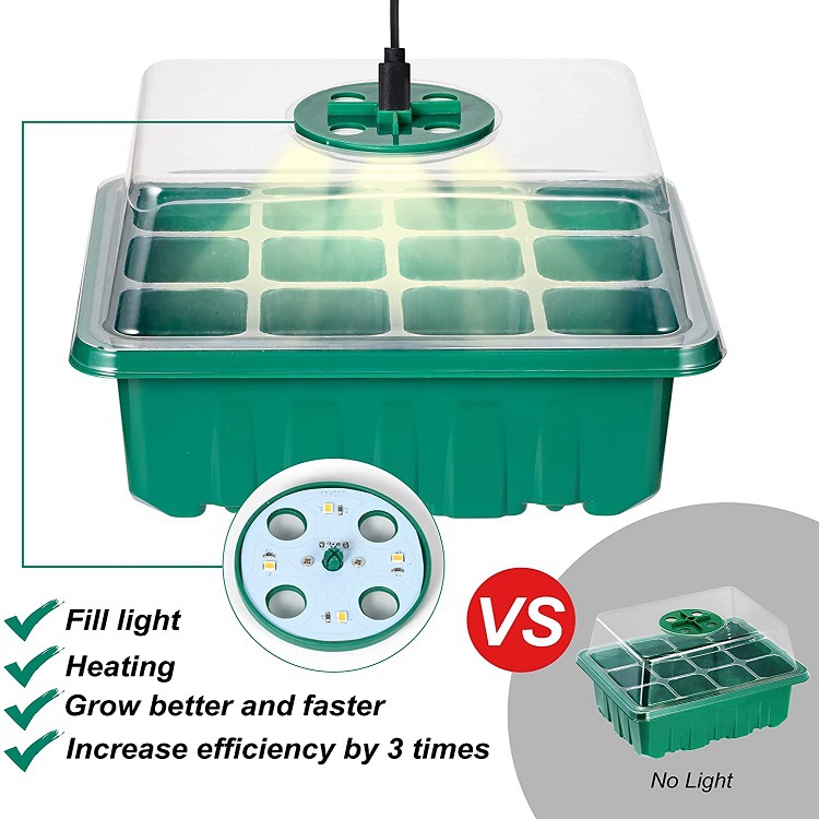 Title 4, 12-Cell Seedling Pot with Grow Lamp for Healthy...