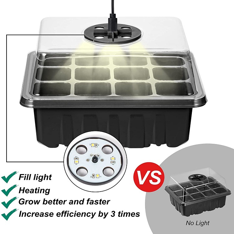 Title 6, 12-Cell Seedling Pot with Grow Lamp for Healthy...