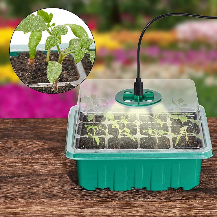 Title 12, 12-Cell Seedling Pot with Grow Lamp for Healthy...