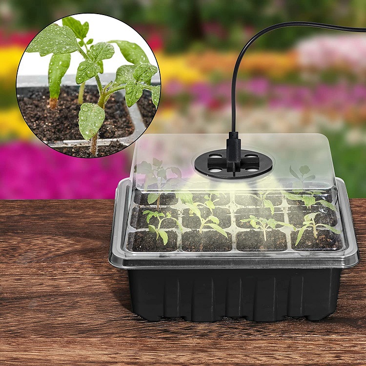 Title 15, 12-Cell Seedling Pot with Grow Lamp for Healthy...