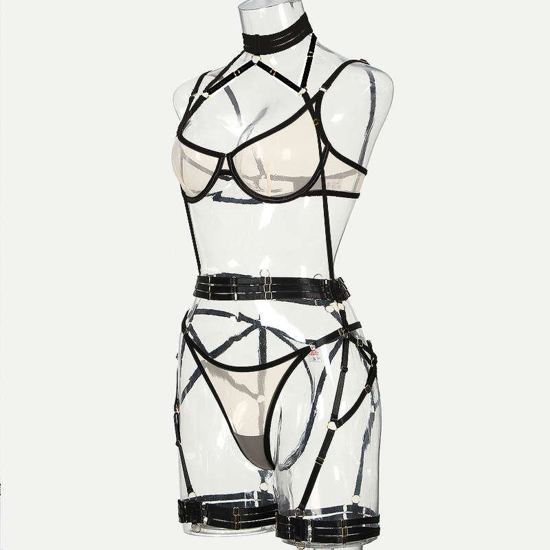 Title 2, Mesh See-through Sexy Underwear Four-piece Set