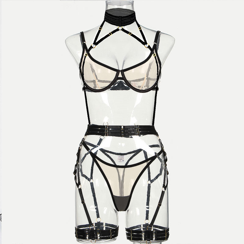 Title 12, Mesh See-through Sexy Underwear Four-piece Set