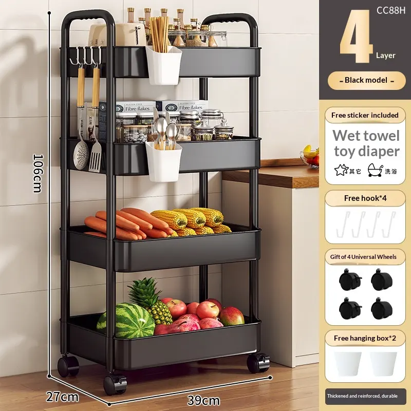 Kitchen Storage Rack, Small Cart, Floor Standing