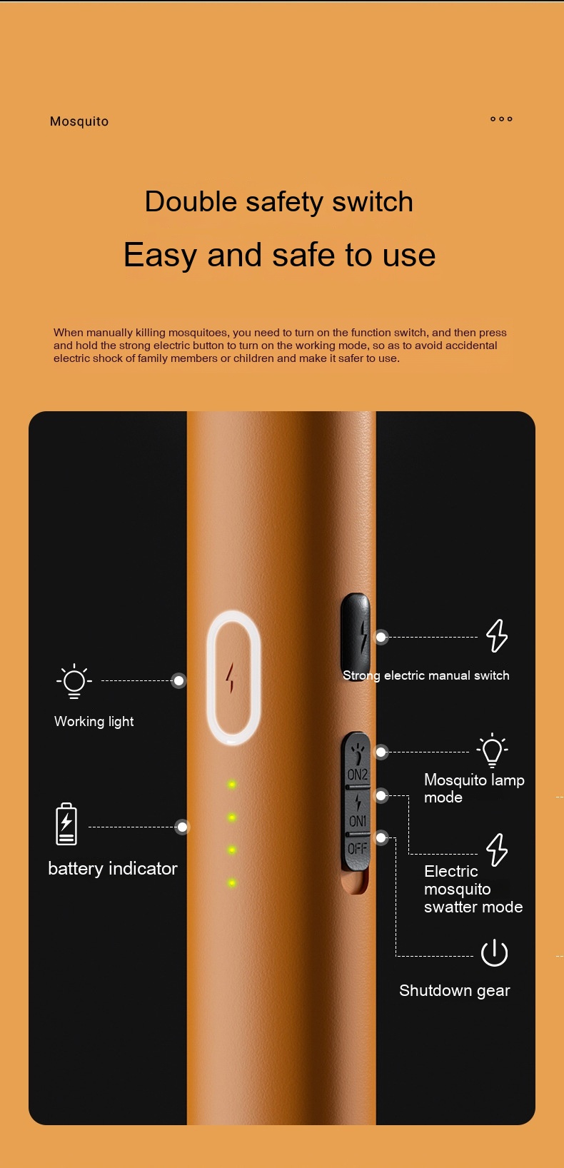 Mosquito Swatter Household Rechargeable Two-in-one