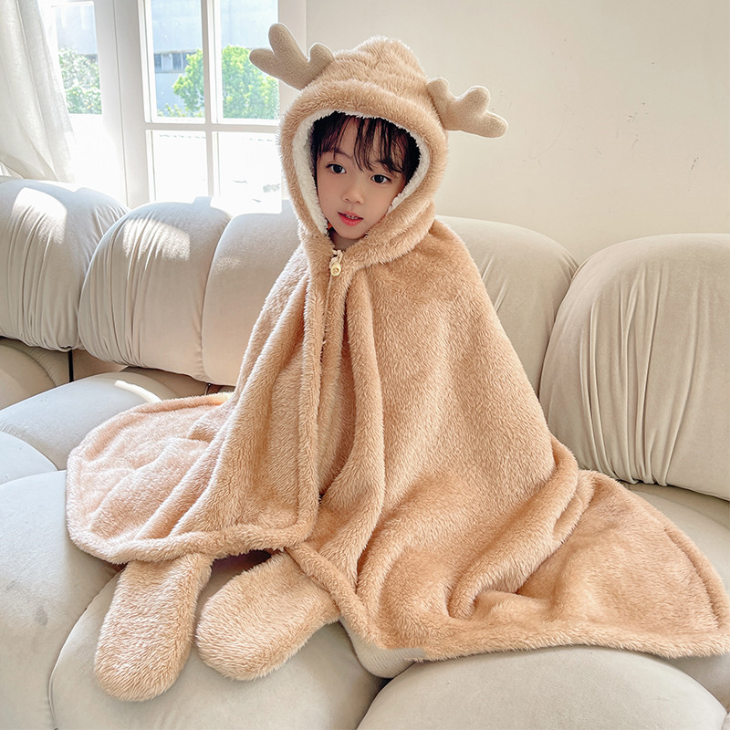 17120491 0ce2 453e a045 abe086c5cba6 - Cute Deer Nap Blanket With Shawl For Children