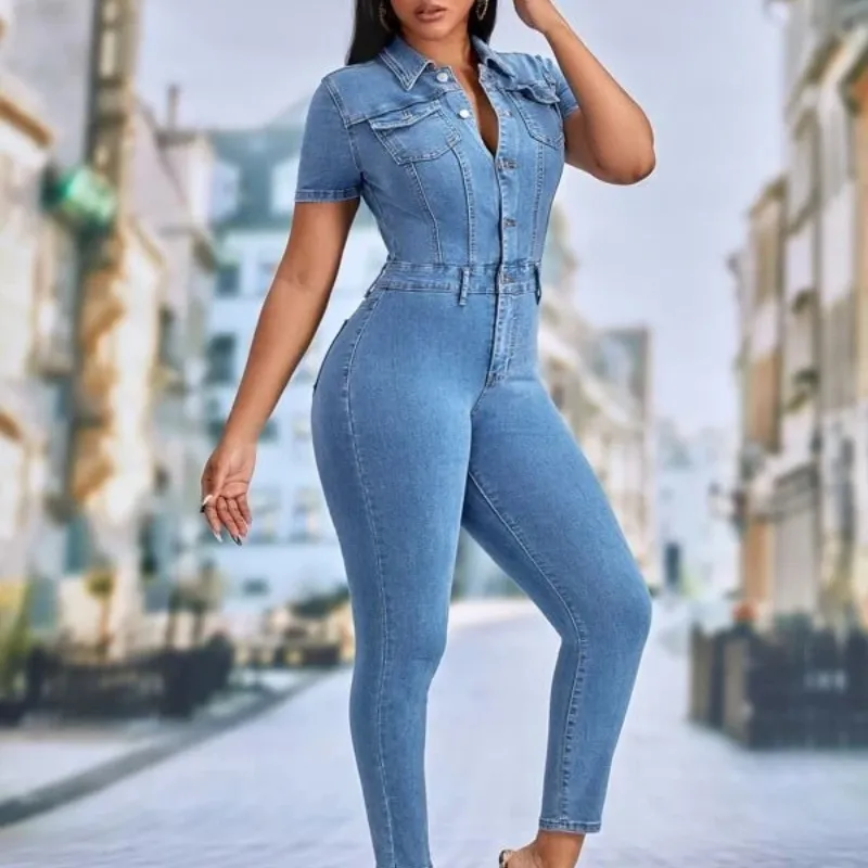 Fashion Skinny Denim Jumpsuit Women's Jeans CJdropshipping