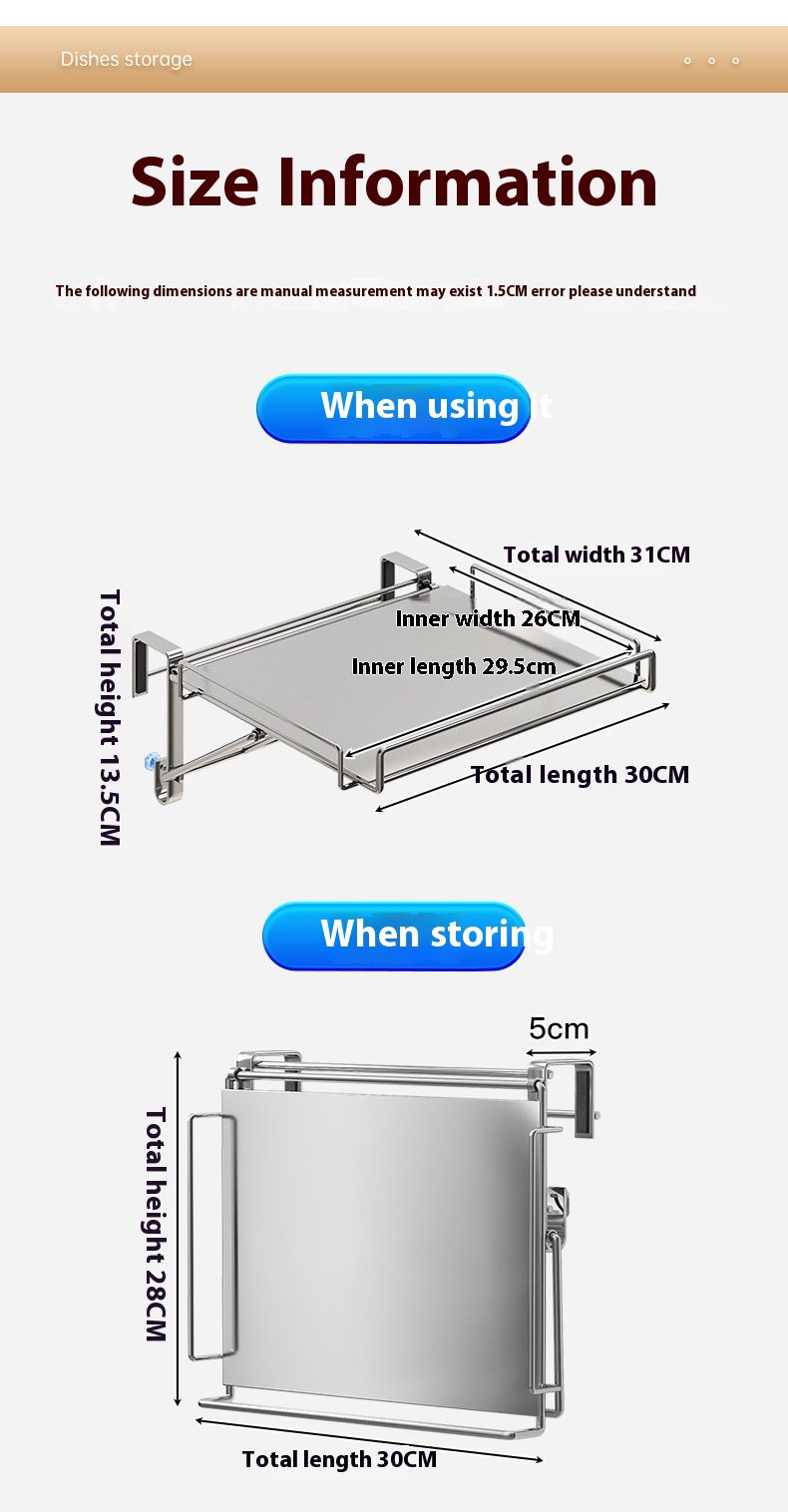 Title 8, Stainless Steel Foldable Kitchen Countertop Com...