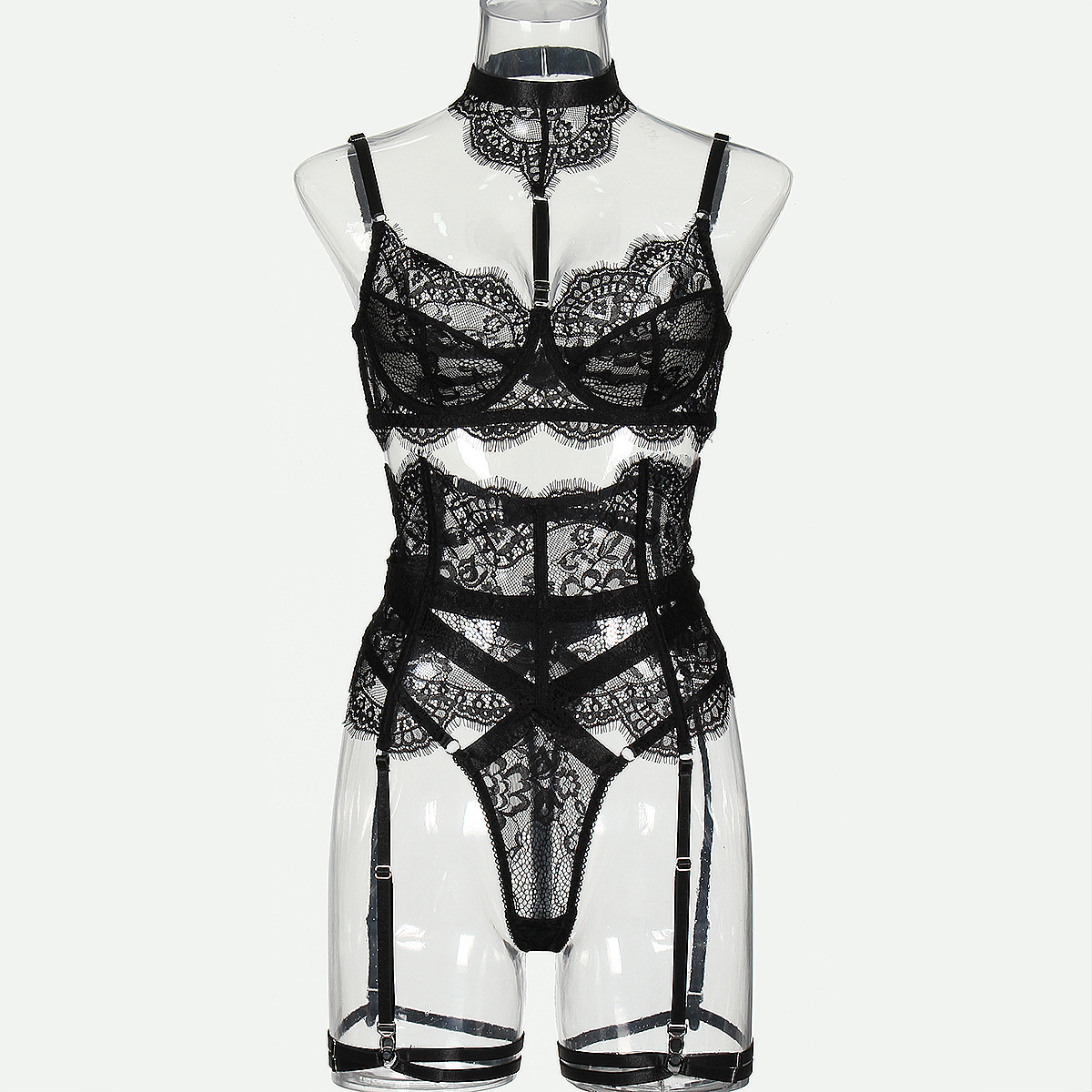 Title 3, Lace Joint Hollow Out Shapewear Four-piece Set ...