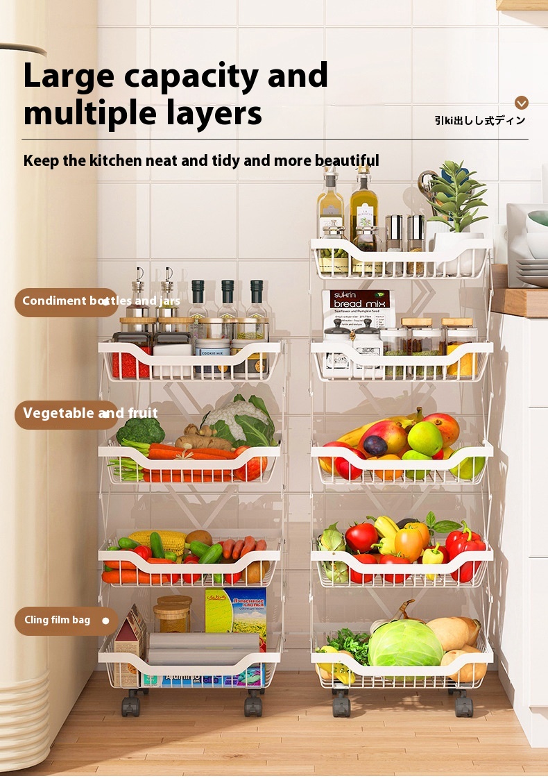 Title 5, Kitchen Storage Rack Floor Folding Multi-layer ...