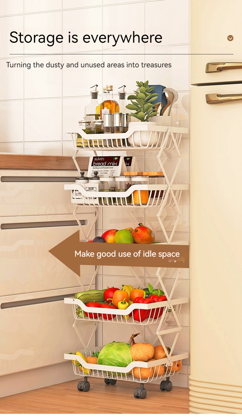 Title 8, Kitchen Storage Rack Floor Folding Multi-layer ...