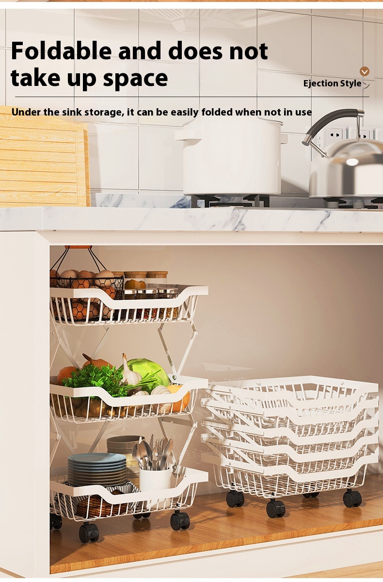 Title 14, Kitchen Storage Rack Floor Folding Multi-layer ...