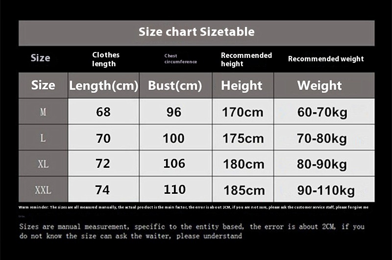 SIZE CHART