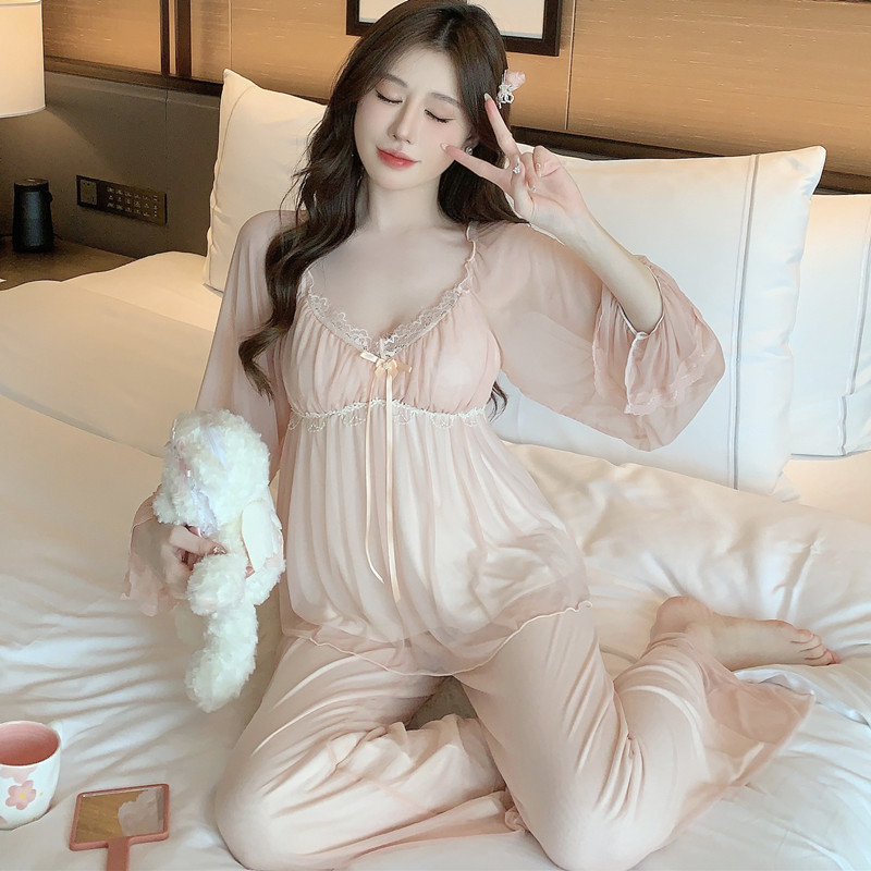 Title 2, Pure Desire Homewear Pajamas Suit Lace Modal Pa...