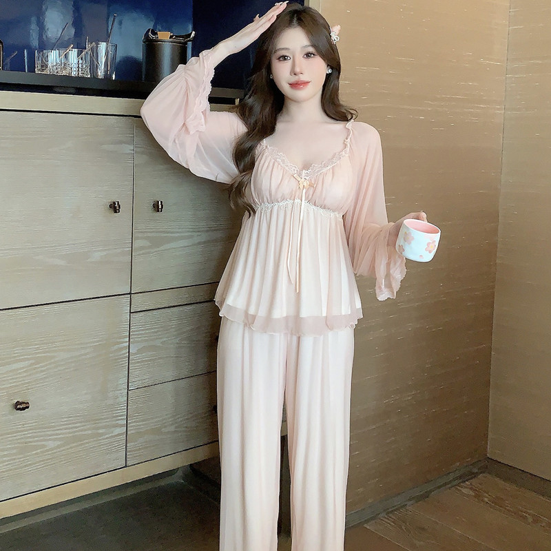 Title 3, Pure Desire Homewear Pajamas Suit Lace Modal Pa...