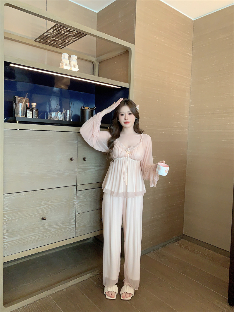 Title 8, Pure Desire Homewear Pajamas Suit Lace Modal Pa...