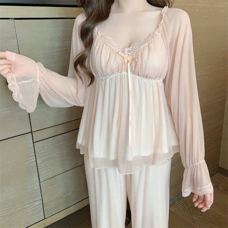 Title 13, Pure Desire Homewear Pajamas Suit Lace Modal Pa...