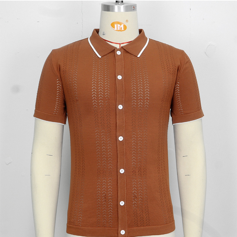 Short-sleeved Polo Shirt Summer Button Lapel Top Fashion