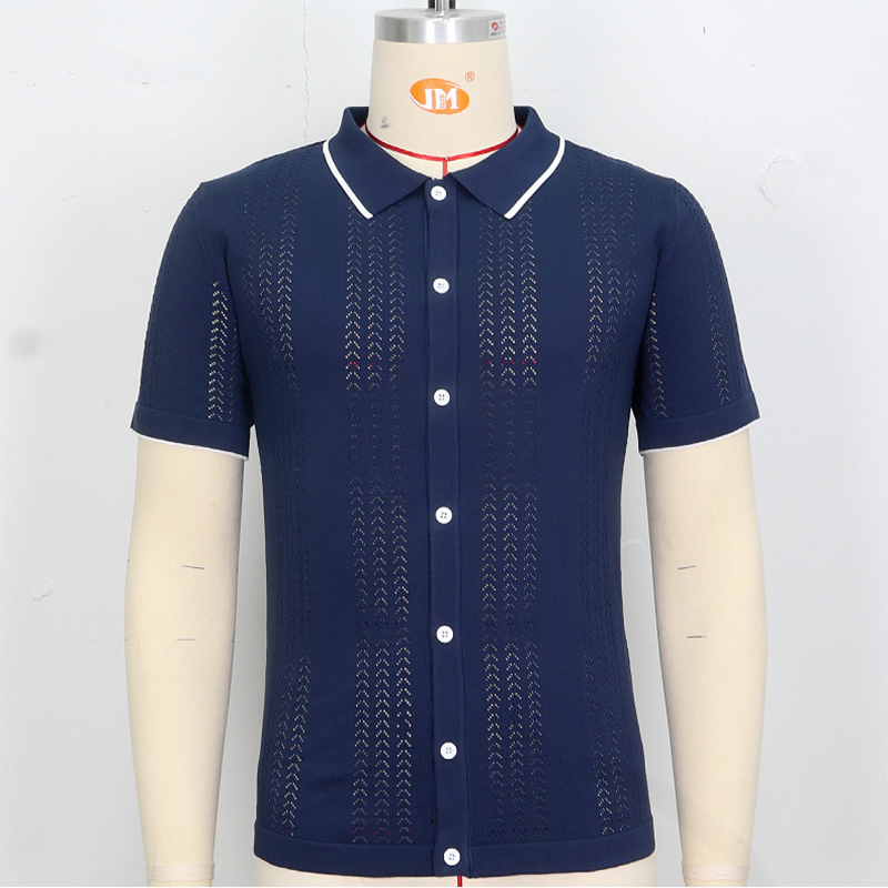 Short-sleeved Polo Shirt Summer Button Lapel Top Fashion