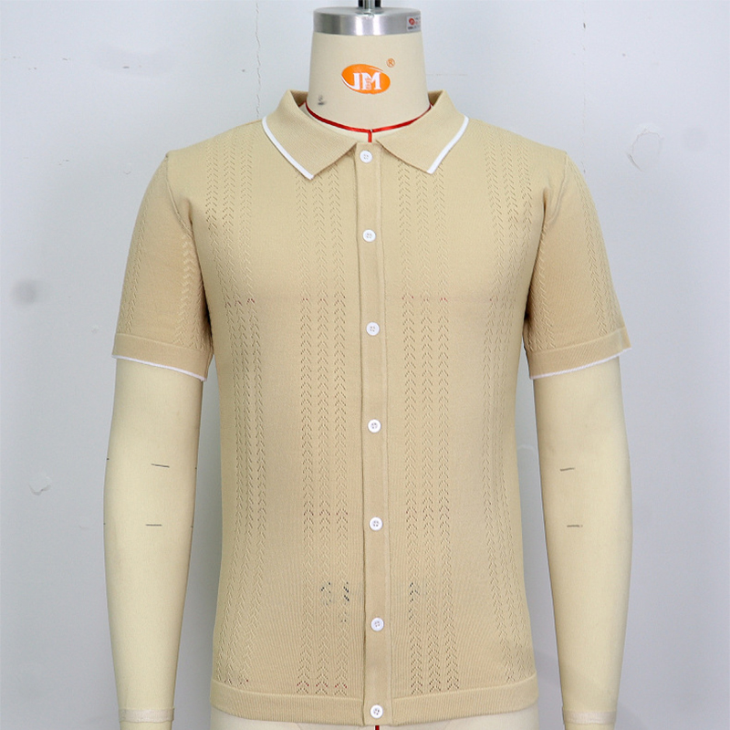 Short-sleeved Polo Shirt Summer Button Lapel Top Fashion