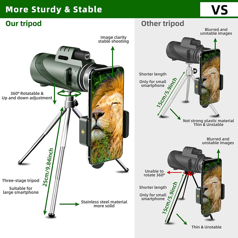 Title 3, High-speed Clear Green 40 X60 Monocular Telescope